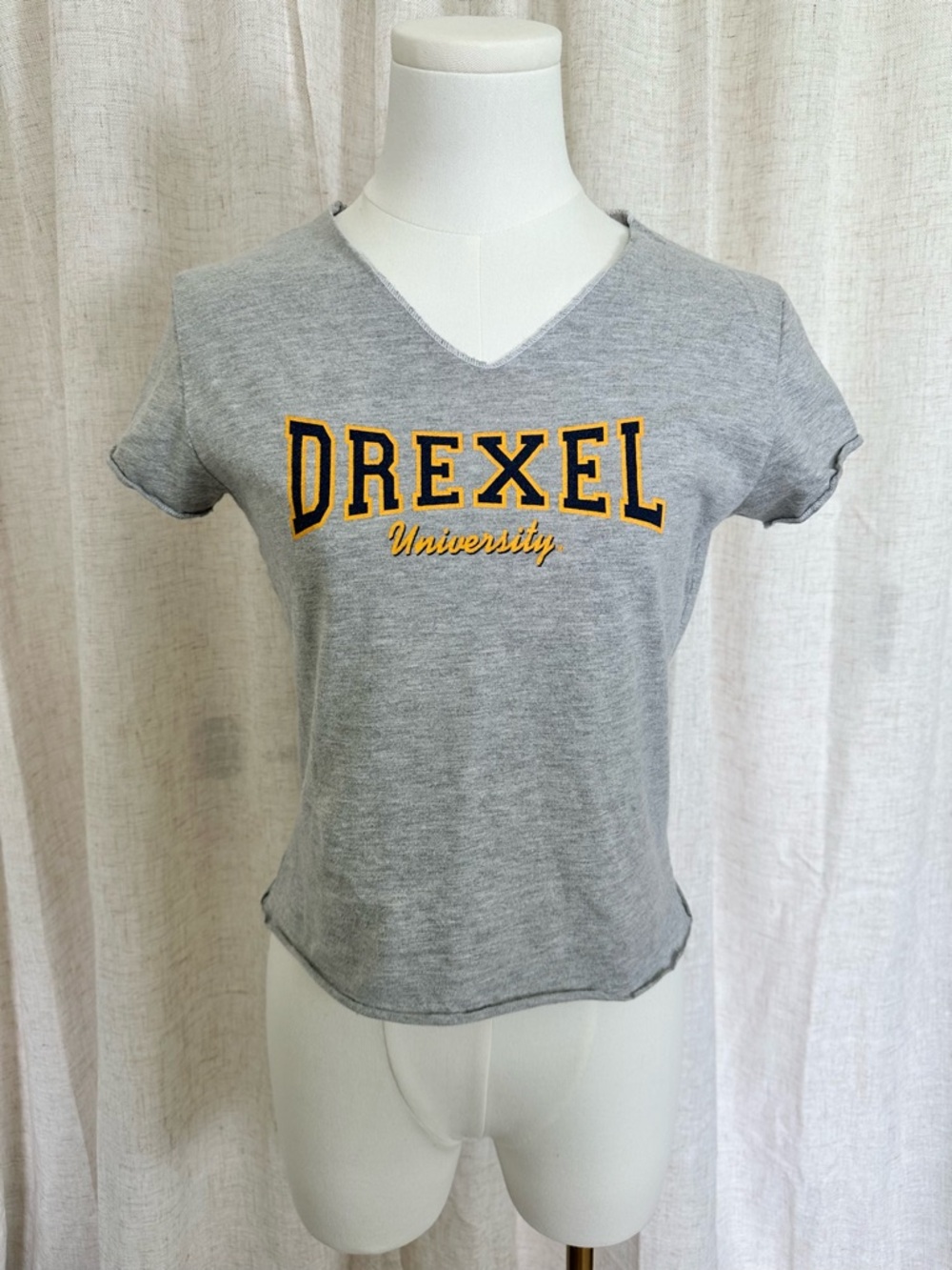 Y2K Gray Drexel University Short Sleeve Baby Tee